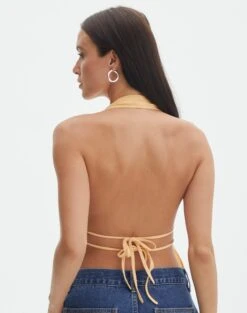 Split Front Open Back Halter Top -Style Fashion Fit ainsley apron blouse mango lassi back bv108528tex