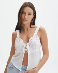 Foldover Zip Tube Top -Style Fashion Fit alixir split broderie cami white front bv135740cot