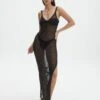 Sheer Metallic Maxi Dress -Style Fashion Fit anastasia glam dress black front kd127891knt 5