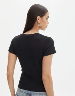 Ribbed Crew Neck Tee -Style Fashion Fit angeles rib baby t shirt black back ts119559ocot