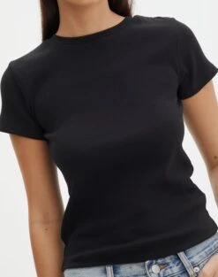 Ribbed Crew Neck Tee -Style Fashion Fit angeles rib baby t shirt black imageback ts119559ocot