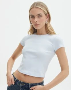 Ribbed Crew Neck Tee -Style Fashion Fit angeles rib baby t shirt break the ice front ts119559ocot