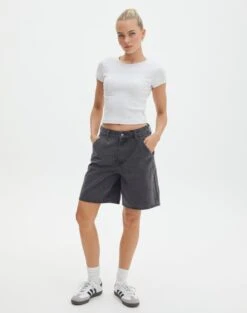 Ribbed Crew Neck Tee -Style Fashion Fit angeles rib baby t shirt snow marle full ts119559ocot