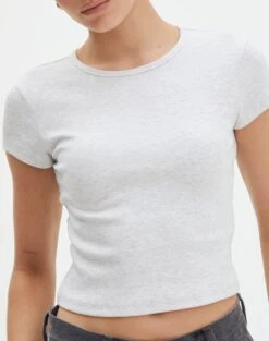 Ribbed Crew Neck Tee -Style Fashion Fit angeles rib baby t shirt snow marle imageback ts119559ocot