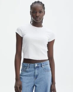 Ribbed Crew Neck Tee -Style Fashion Fit angeles rib baby t shirt white detail ts119559ocot