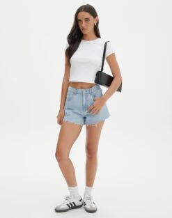 Ribbed Crew Neck Tee -Style Fashion Fit angeles rib baby t shirt white full ts119559ocot