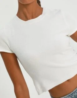 Cropped Cap Sleeve Knit Top -Style Fashion Fit aria cap sleeve knit top milk imageback ks106650sf