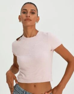 Twist Front Rib Knit Crop Top -Style Fashion Fit aria cap sleeve knit top rose and thorne front ks106650sf 1