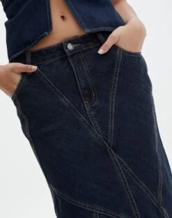 Panelled Denim Maxi Skirt -Style Fashion Fit arizona midi skirt last rodeo indigo imageback sl91950dnm