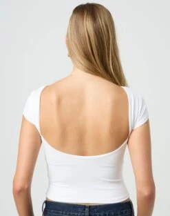Supersoft Backless Short Sleeve Top 29 Supersoft Backless Short Sleeve Top -Style Fashion Fit bayley backless top white back ts73693pch