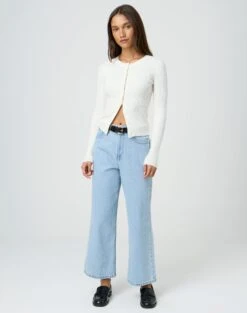 Panelled Knit Long Sleeve Top -Style Fashion Fit beadie wide leg crop jean iced vovo front jd41279fau 4