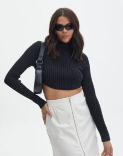 Low Rise Ripped Straight Leg Jean -Style Fashion Fit bearman backless funnel top black front kl111146knt 1