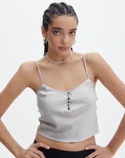 Strapless Stitch Detail Top -Style Fashion Fit bill button blouse smoked pearl front bv73044sat