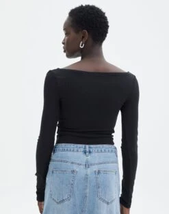 Boat Neck Long Sleeve Top -Style Fashion Fit bonnie boat neck black back tl93310vis