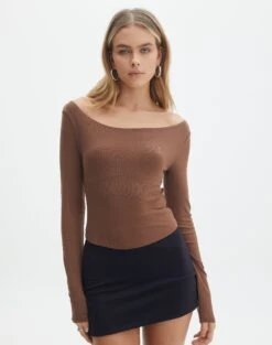 Boat Neck Long Sleeve Top -Style Fashion Fit bonnie boat neck deep umber front tl93310vis