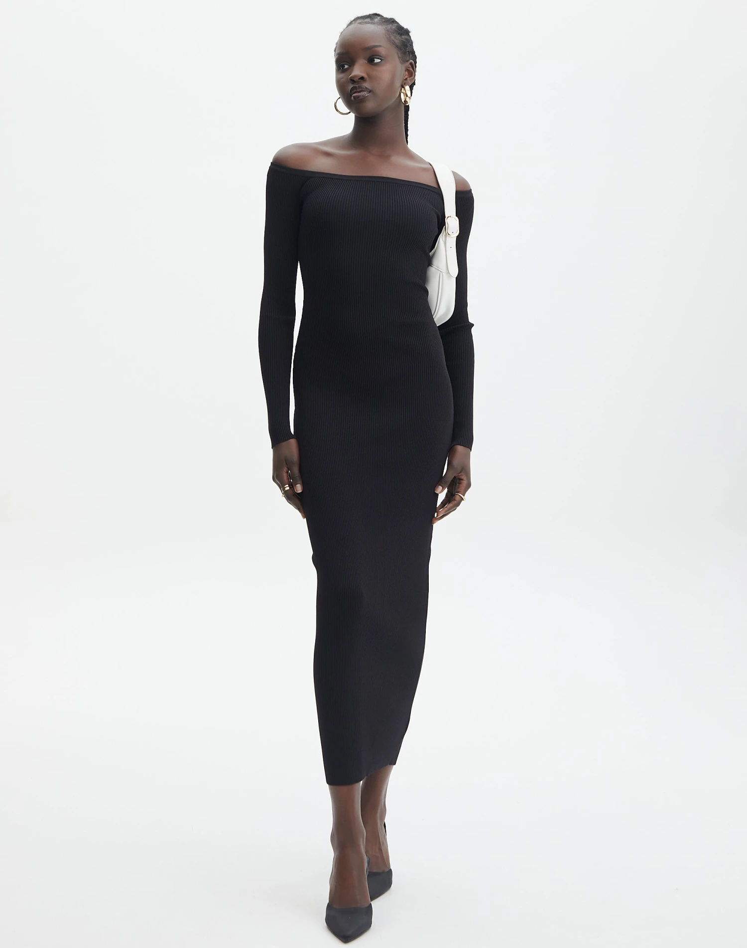 Ribbed Off Shoulder Long Sleeve Maxi Dress 3 Ribbed Off Shoulder Long Sleeve Maxi Dress