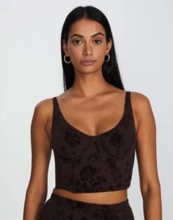 Cut Out Animal Lace Trim Corset -Style Fashion Fit brooklyn burnout bralette soy blooms front ut109844sbl 1