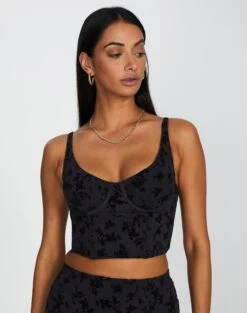 Cut Out Animal Lace Trim Corset -Style Fashion Fit brooklyn burnout bralette vine burnout front ut109844vbo 1