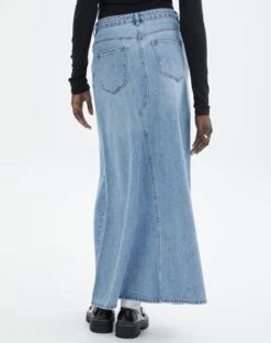 Front Split Denim Maxi Skirt -Style Fashion Fit california split front denim maxi skirt riley vintage wash back sl117834dnm