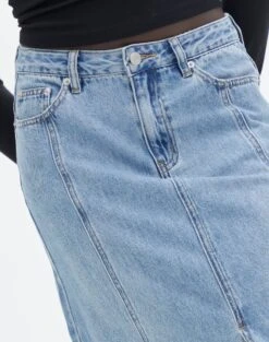 Front Split Denim Maxi Skirt -Style Fashion Fit california split front denim maxi skirt riley vintage wash imageback sl117834dnm