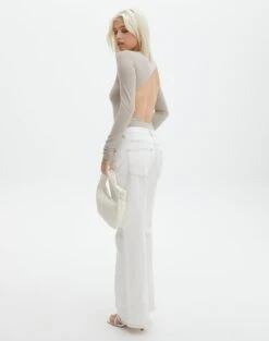 Supersoft Backless Long Sleeve Bodysuit -Style Fashion Fit cassidy cut out bodysuit dusty mink full tb118064pch