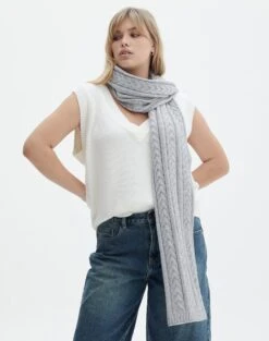 Wrap Tie Long Sleeve Knit Top -Style Fashion Fit charlie cable knit scarf pale grey marle front sc84231knt