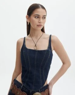 Linen Tailored Vest -Style Fashion Fit co arizona denim corset last rodeo indigo front bv102322rdnm