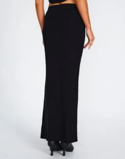 Ribbed Knit Maxi Skirt -Style Fashion Fit co astor textured knit midi skirt black back sl109352knt
