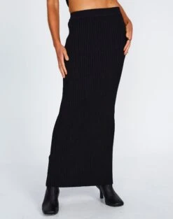 Ribbed Knit Maxi Skirt -Style Fashion Fit co astor textured knit midi skirt black full sl109352knt