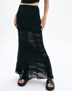 Textured Asymmetrical Panel Maxi Skirt -Style Fashion Fit co cally asymmetrical panel skirt black full sl74526tex