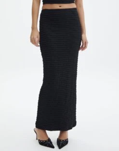 Textured Slim-fit Maxi Skirt -Style Fashion Fit co ceejay textured maxi skirt black full sl105516tex