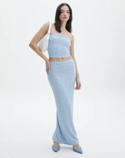 Textured Slim-fit Maxi Skirt -Style Fashion Fit co ceejay textured maxi skirt blue melody front sl105516tex