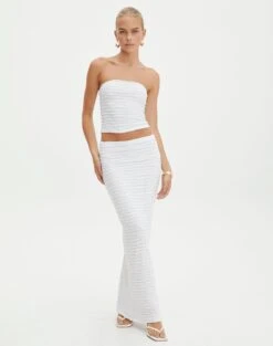 Ribbed Knit Button Side Maxi Skirt -Style Fashion Fit co ceejay textured maxi skirt white front sl105516tex 1