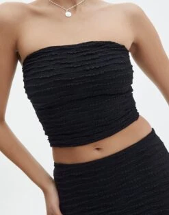 Strapless Textured Bandeau -Style Fashion Fit co ceejay textured top black imageback tv121132tex