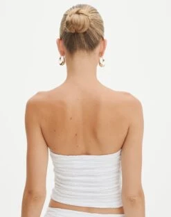 Strapless Textured Bandeau -Style Fashion Fit co ceejay textured top white back tv121132tex