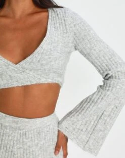 Wrap Tie Long Sleeve Knit Top -Style Fashion Fit co cici tie front knit pale grey marle imageback kc95390rrec