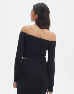 Off Shoulder Flared Long Sleeve Top -Style Fashion Fit co gigi off shoulder top black back tl127028rib
