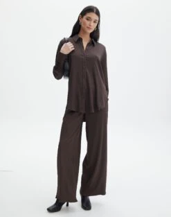 Satin Straight Leg Pant -Style Fashion Fit co gloria textured pants its soy cute front pw127549tex 1