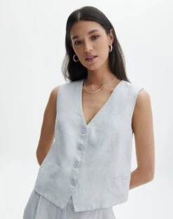 Linen Tailored Vest -Style Fashion Fit co harley linen vest icecapmilk detail bv128737tcd