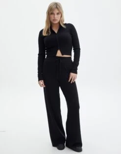 V Front Flare Ponte Pant -Style Fashion Fit co harriet wide leg knit pants black front pw53795knt 9