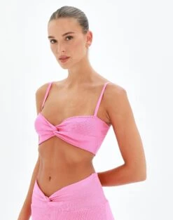 Twist Front Rib Knit Crop Top -Style Fashion Fit co kina knit pink carnations detail kv55503rib