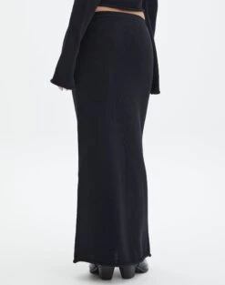 Tie Waist Knit Maxi Skirt -Style Fashion Fit co lardee knit tie waist maxi black back sl47099knt