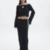 Tie Waist Knit Maxi Skirt -Style Fashion Fit co lardee knit tie waist maxi black front sl47099knt