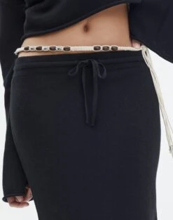 Tie Waist Knit Maxi Skirt -Style Fashion Fit co lardee knit tie waist maxi black imageback sl47099knt