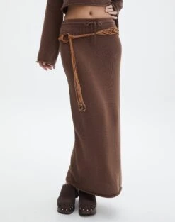 Tie Waist Knit Maxi Skirt -Style Fashion Fit co lardee knit tie waist maxi deep umber full sl47099knt
