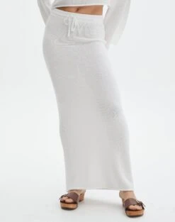 Tie Waist Knit Maxi Skirt -Style Fashion Fit co lardee knit tie waist maxi white full sl47099knt