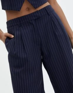 Mid Rise Pinstripe Wide Leg Pant -Style Fashion Fit co loretta pinstripe tailored pant navy pinstripe imageback pw51730pst