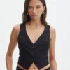 Tailored V Neck Vest -Style Fashion Fit co loretta waistcoat black front bv65137pln
