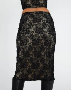 Lace Midi Slip Skirt -Style Fashion Fit co lorna lace midi skirt blacknude back sl108106lac
