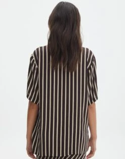 Oversized Contrast Stripe Shirt -Style Fashion Fit co mal box collard shirt soy stripe back bs137014prt